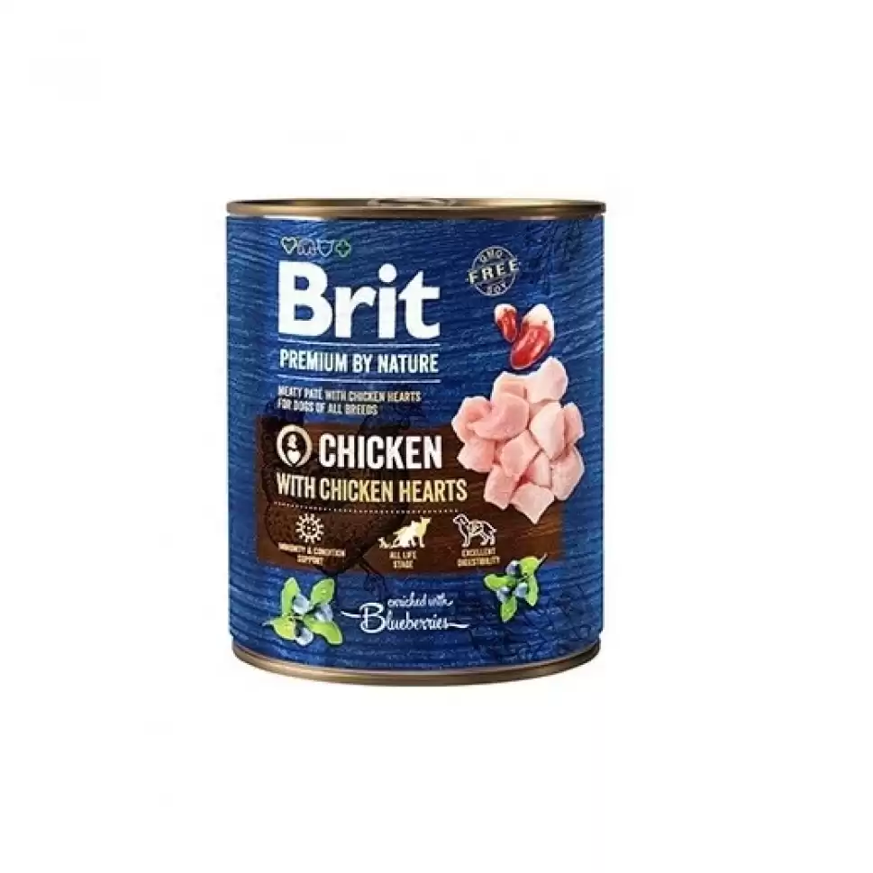 Brit Premium by Nature - Hrana umeda pentru caini, Pui cu inimi, 800g
