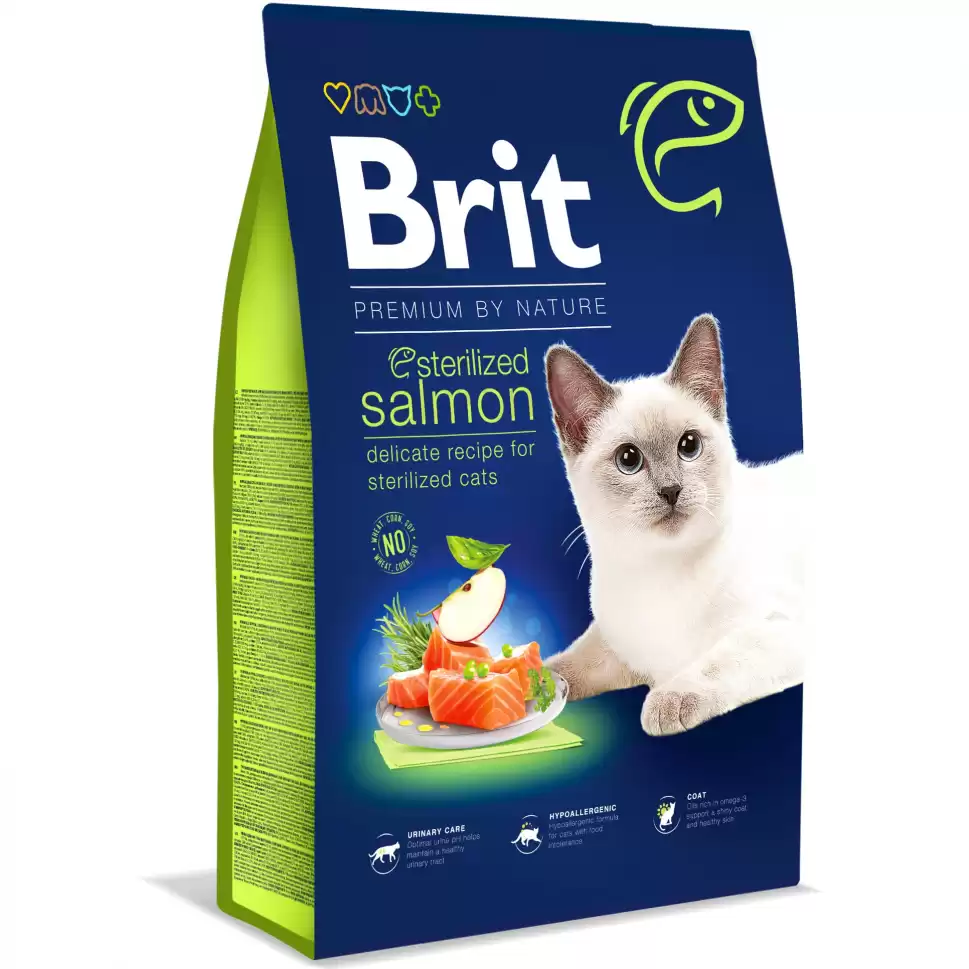 Brit Premium By Nature Sterilized Hrana uscata pentru pisici, Salmon, 8Kg