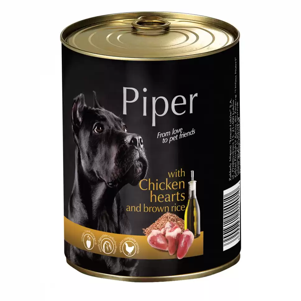 Piper - Hrana umeda, Inimi de pui si Orez brun, 800 g
