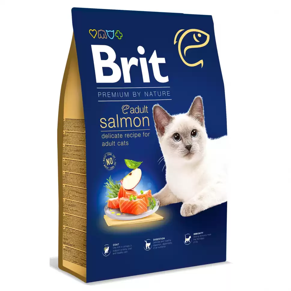 Brit Premium By Nature, Hrana uscata pentru pisici adulte, Salmon, 8Kg