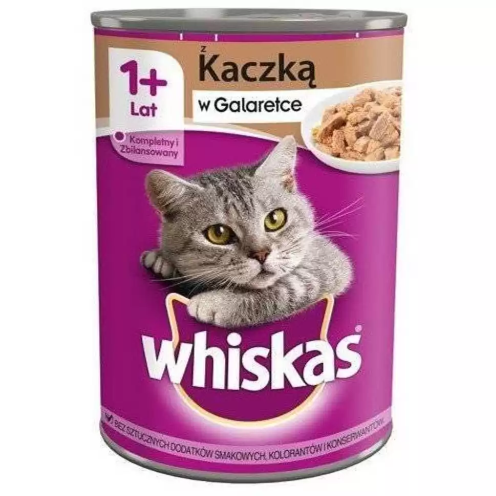 WHISKAS Hrană umedă pentru pisici cu rață în aspic 400g